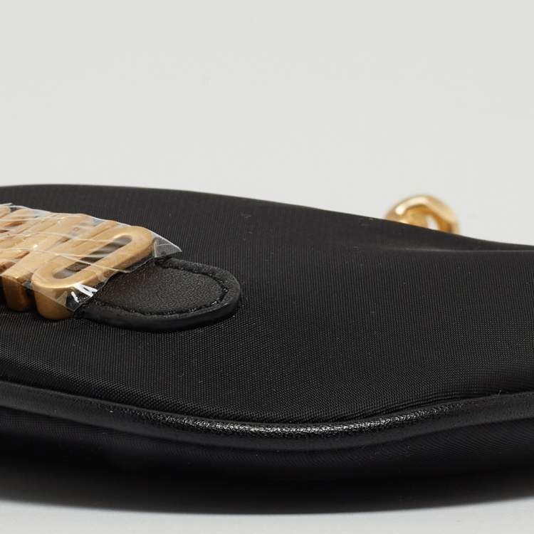 Pre Owned Moschino Black Nylon Logo Pochette 
