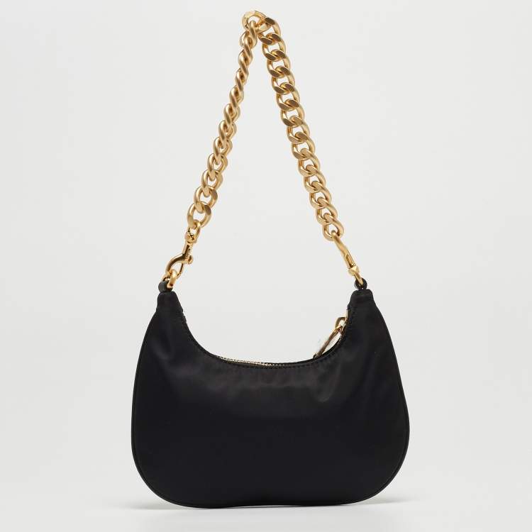 Pre Owned Moschino Black Nylon Logo Pochette 