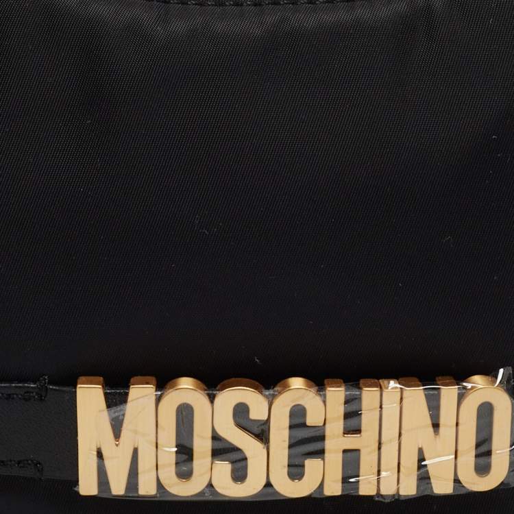 Pre Owned Moschino Black Nylon Logo Pochette 
