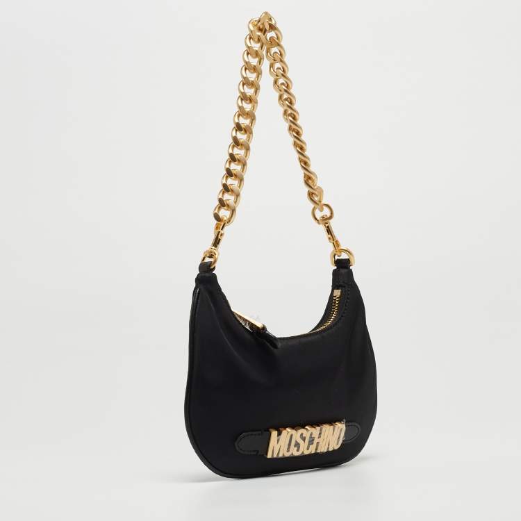 Pre Owned Moschino Black Nylon Logo Pochette 