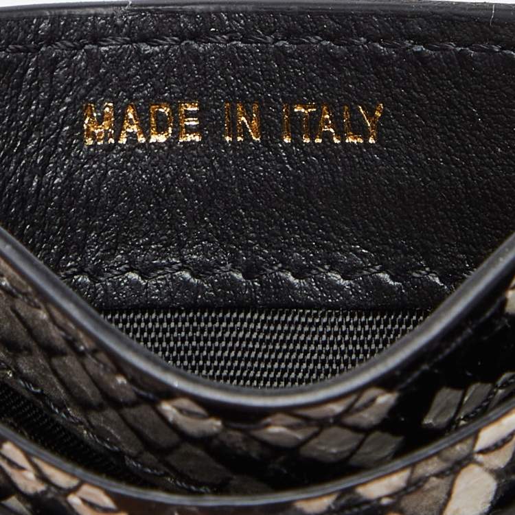 Pre Owned Moschino Grey/White Snakeskin Embossed Leather Card Holder