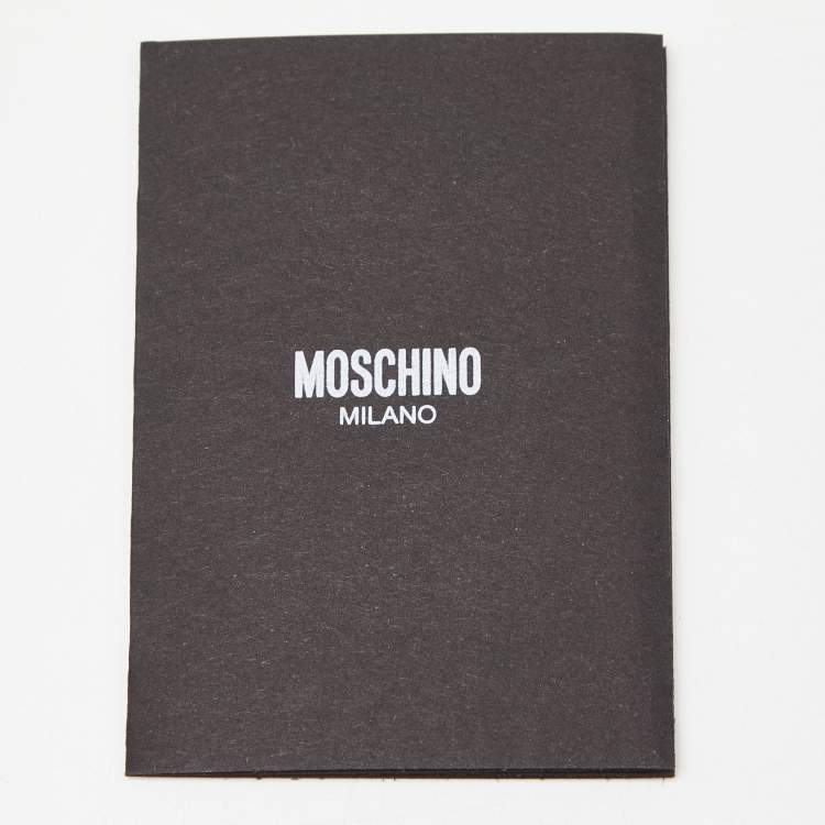 Pre Owned Moschino Grey/White Snakeskin Embossed Leather Card Holder