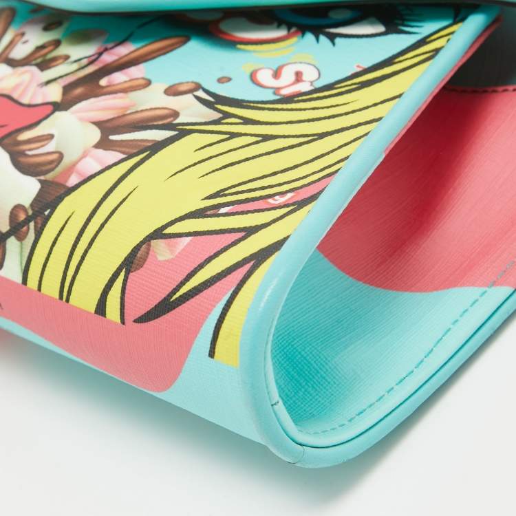 Pre Owned Moschino Multicolor Coated Canvas and Leather Smores Chain Clutch