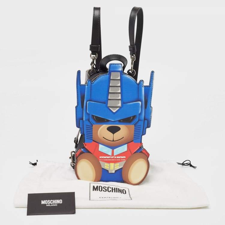 Pre Owned Moschino Multicolor Transformer Bear Faux Leather Backpack 