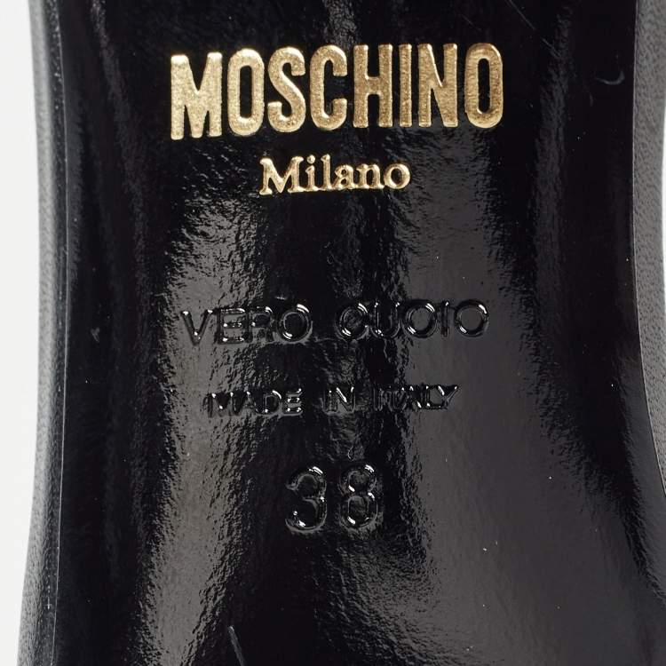 Pre Owned Moschino Black Suede Limited Edition Crystal Embellished Slide Sandals Size 38