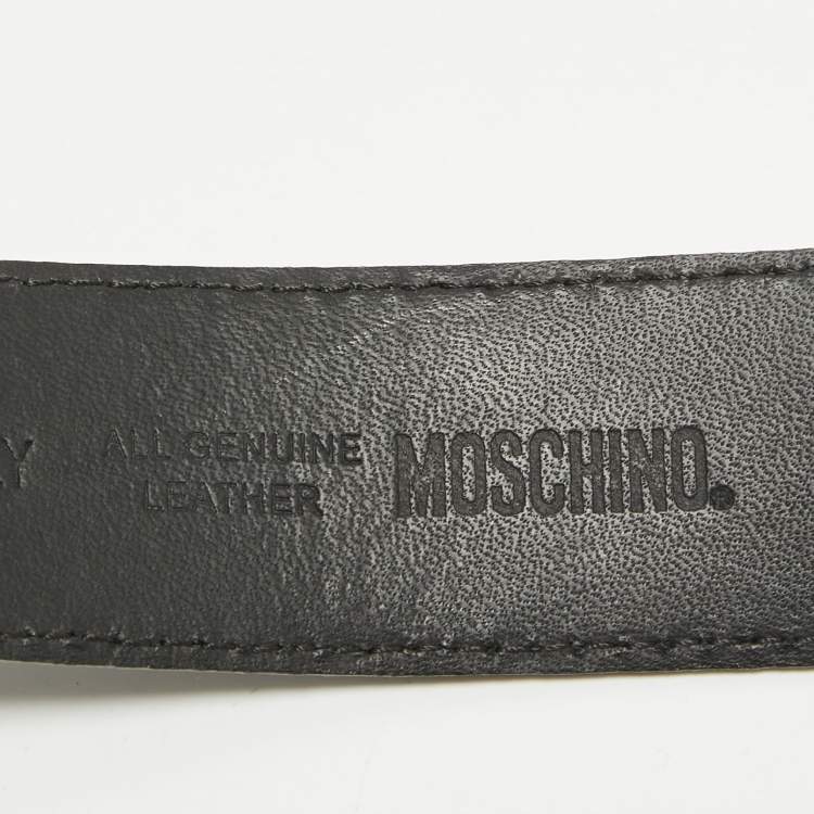 Pre Owned Moschino Black Leather Classic Logo Waist Belt