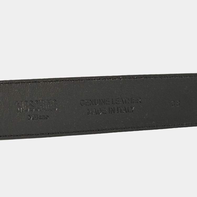 Pre Owned Moschino Black Leather Classic Logo Belt 85 CM