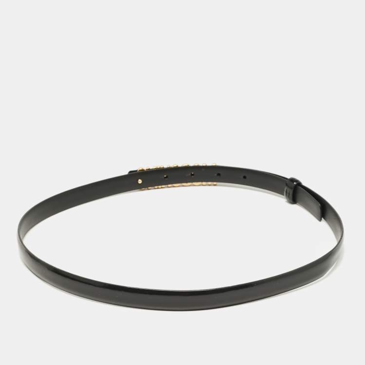 Pre Owned Moschino Black Leather Classic Logo Waist Belt