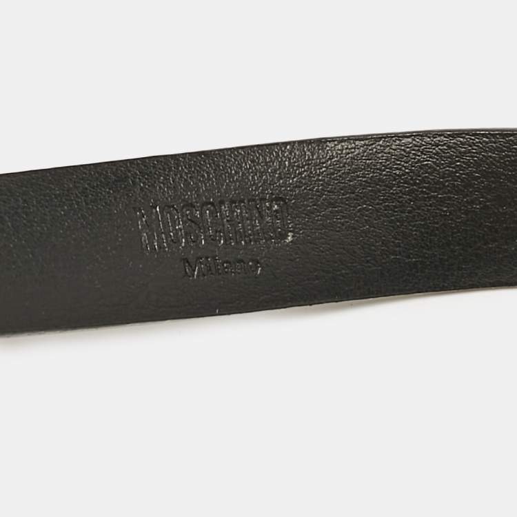 Pre Owned Moschino Black Leather Classic Logo Waist Belt
