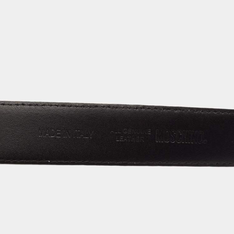 Pre Owned Moschino Black Leather Classic Logo Waist Belt