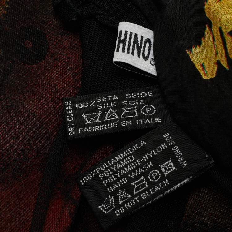 Pre Owned Moschino Multicolor Print Silk and Nylon Scarf
