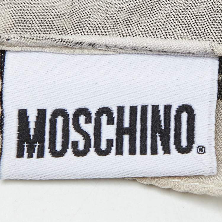 Pre Owned Moschino Black Printed Silk Chiffon Scarf