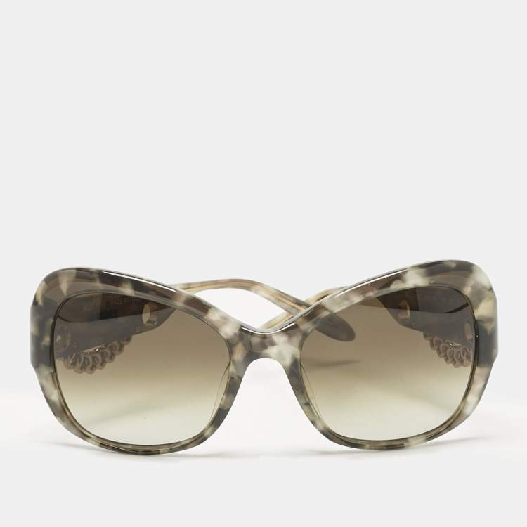 Pre Owned Moschino Tortoise Grey Gradient M0774S02 Chain Detail Cat Eye Sunglasses
