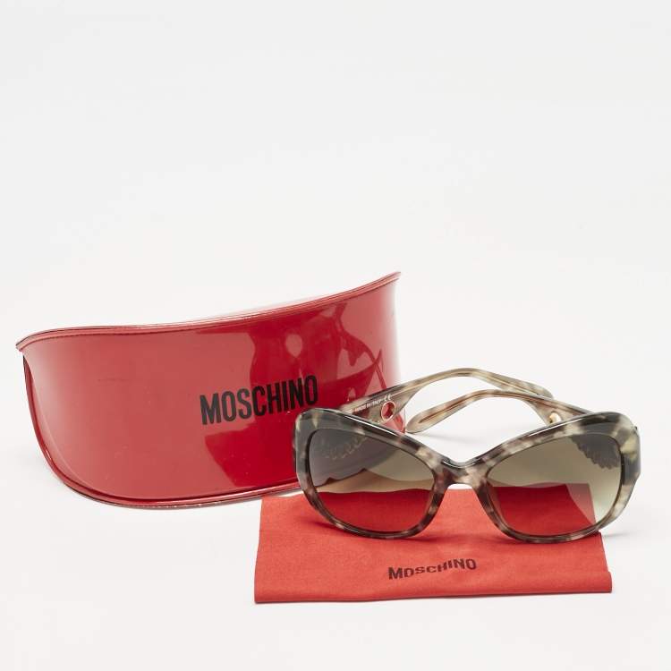 Pre Owned Moschino Tortoise Grey Gradient M0774S02 Chain Detail Cat Eye Sunglasses