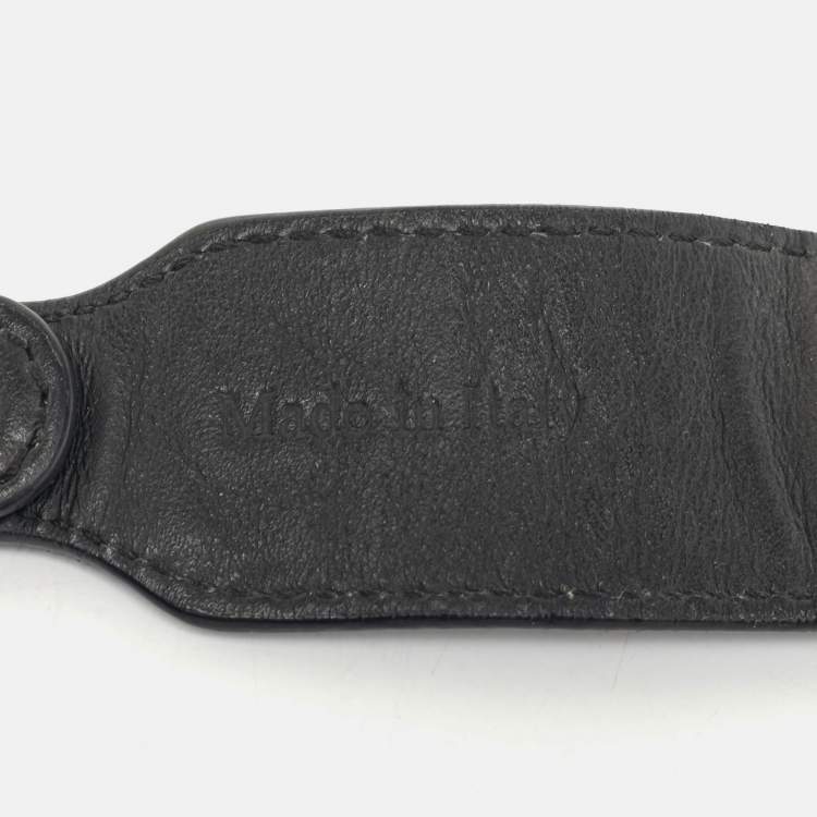 Pre Owned Moschino Black Leather Classic Logo Dog Collar 