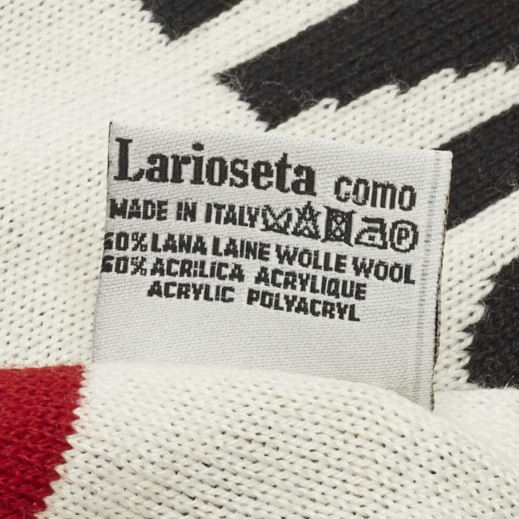 Pre Owned Moschino Black Logo Intarsia Wool Knit Scarf 