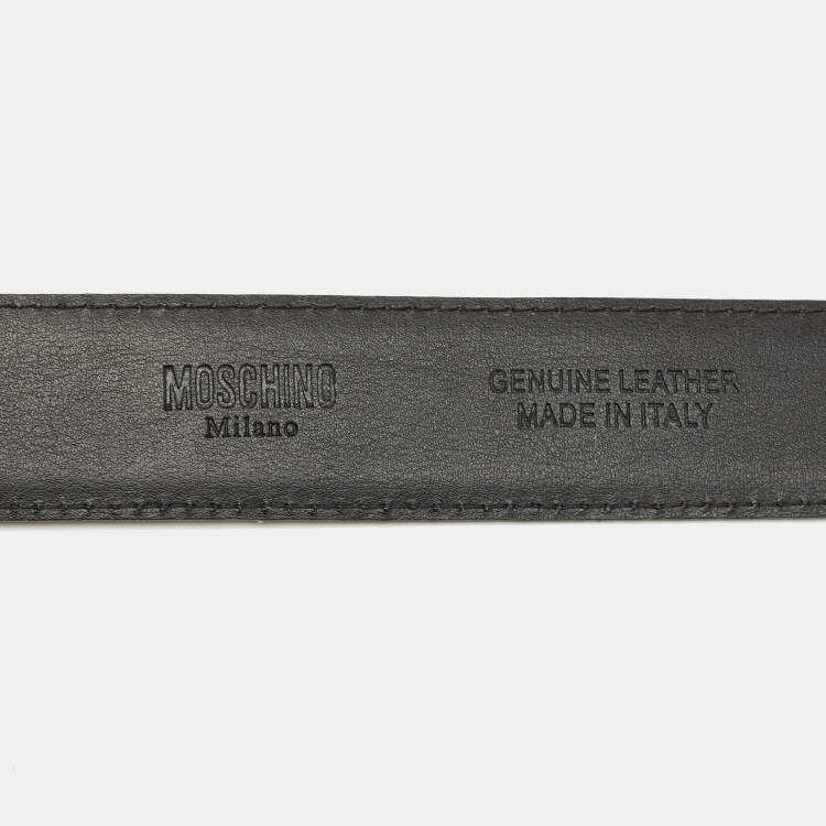 Pre Owned Moschino Classic Logo 95 CM Waist Belt Black Leather