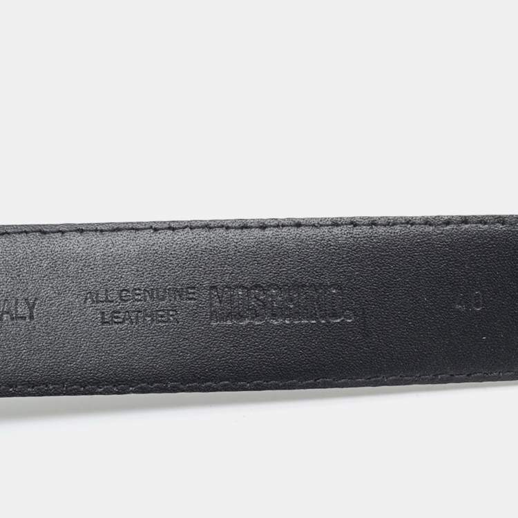 Pre Owned Moschino Classic Logo 90 CM Waist Belt Black Leather