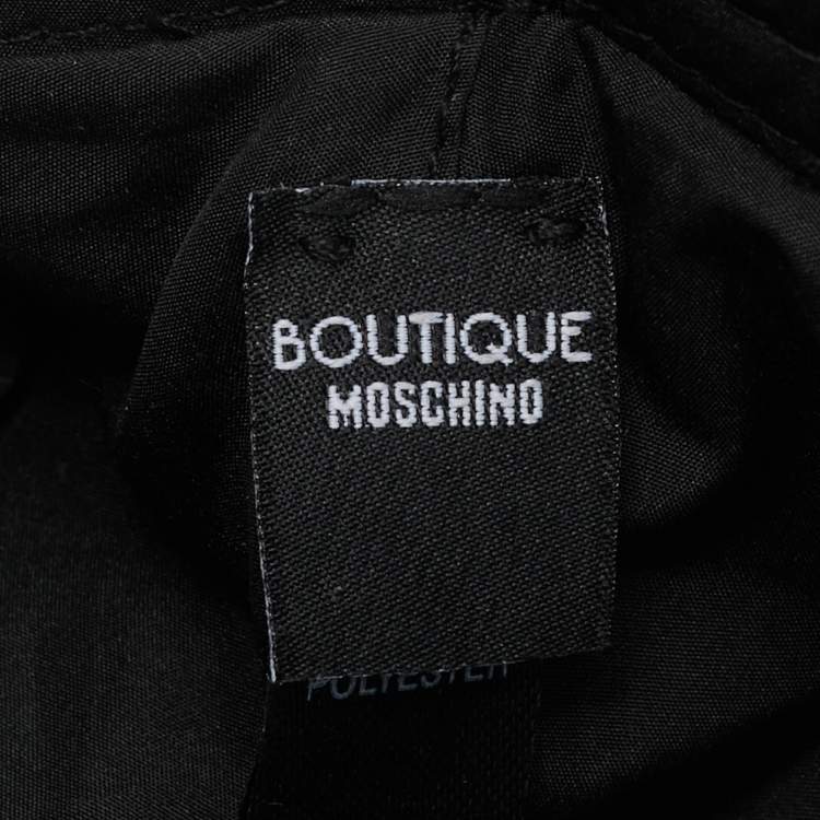 Pre Owned Moschino Boutique Black Heart Print Synthetic Bucket Hat 