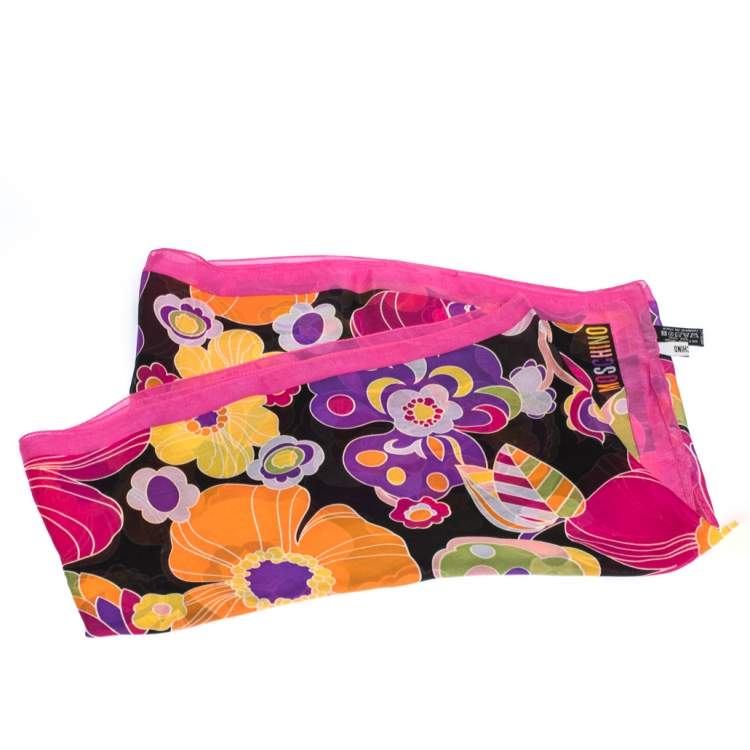 Pre Owned Moschino Multicolor Floral Printed Silk Stole 