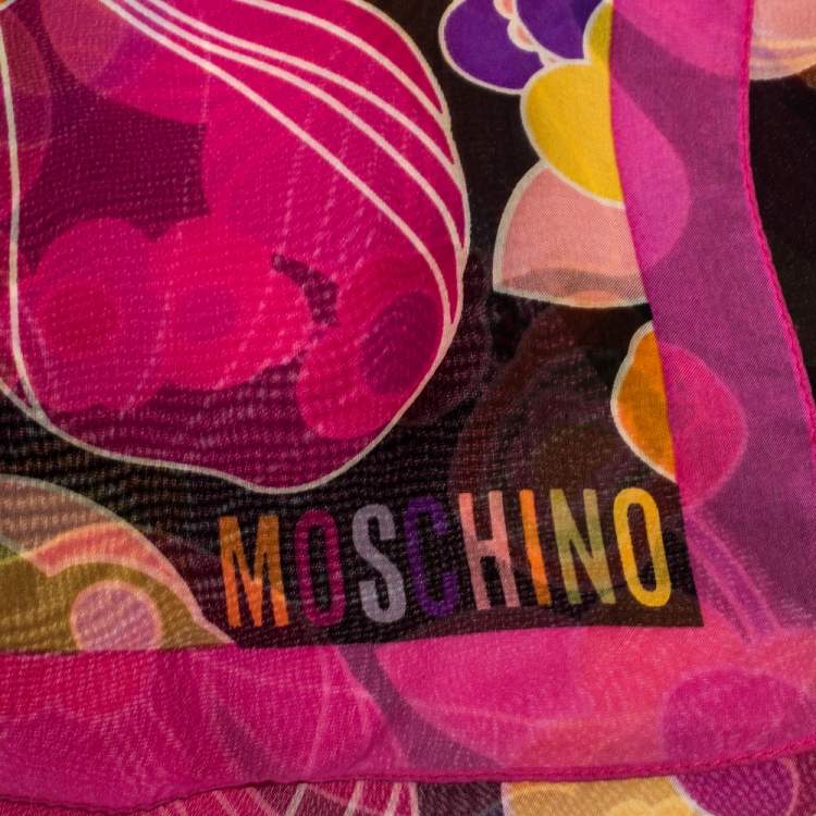 Pre Owned Moschino Multicolor Floral Printed Silk Stole 