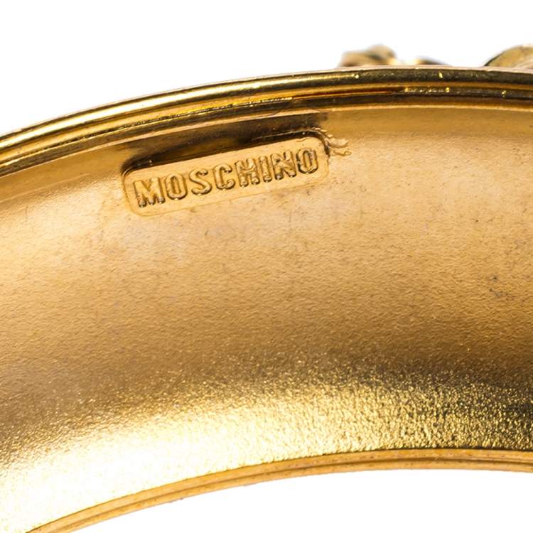 Pre Owned Moschino Gold Tone Tasseled Thimble Bangle Bracelet