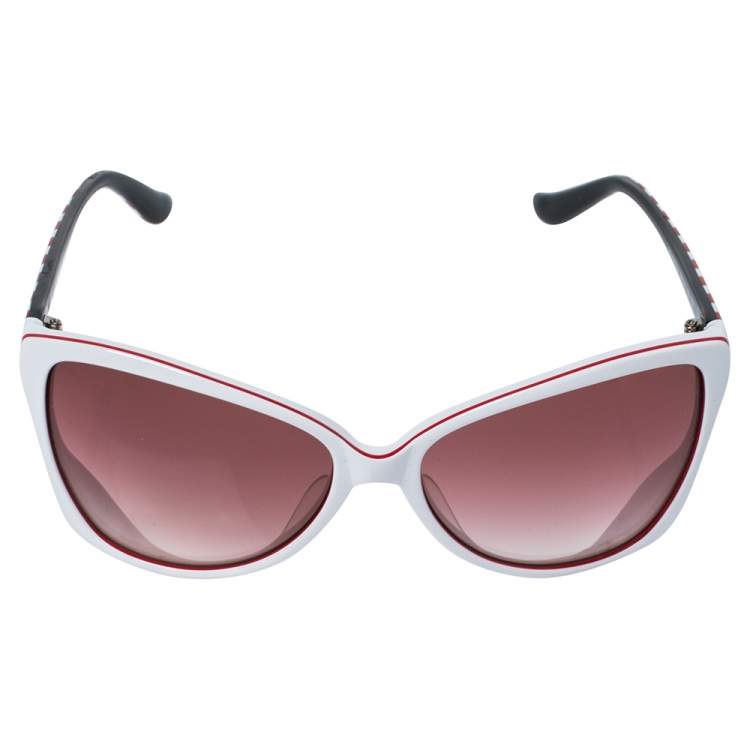 Pre Owned Moschino Red & White / Burgundy Gradient MO69902SA Cat Eye Sunglasses