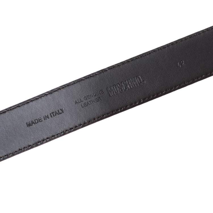 Pre Owned  Moschino Red Patent Leather Logo Belt 95CM