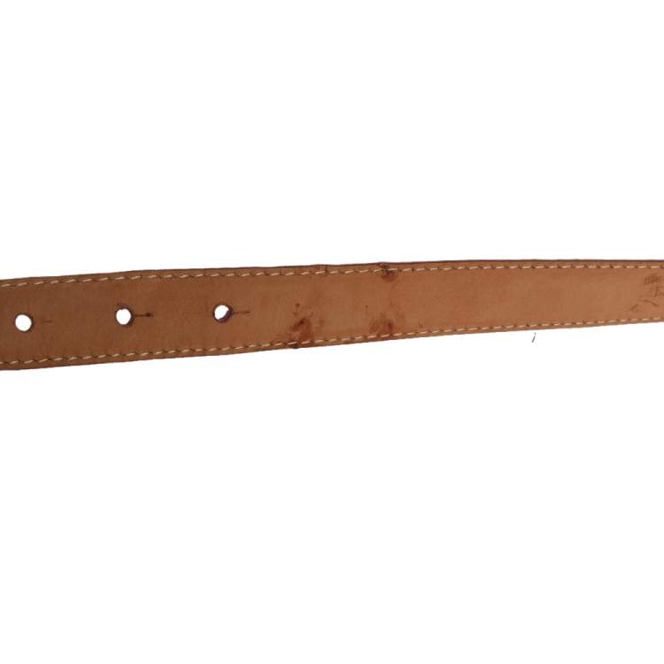 Pre Owned Moschino Pink Leather Heart Belt 110 CM