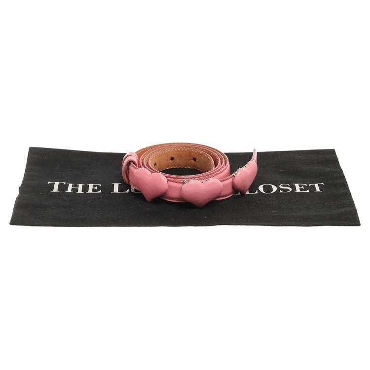 Pre Owned Moschino Pink Leather Heart Belt 110 CM