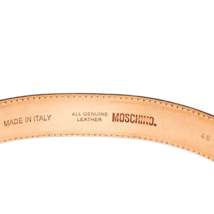 مملوكة مسبقًا Moschino Brown Leather Logo Belt 105 CM