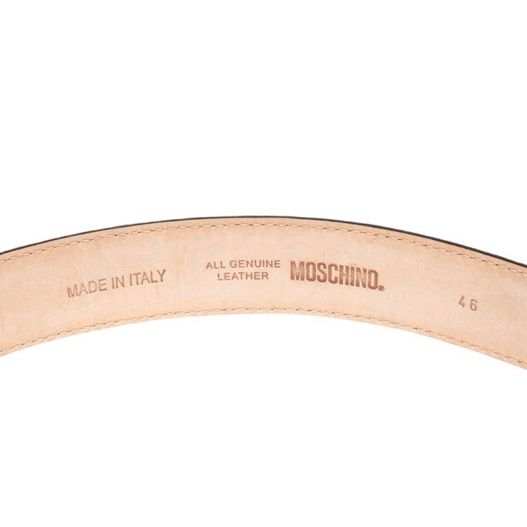Pre Owned Moschino Red Leather Classic Logo Belt 95CM