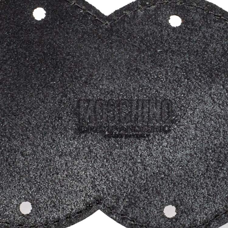 Pre Owned Moschino Black Leather Scallop Waist Belt 75CM