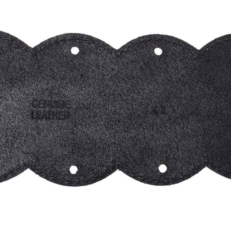 Pre Owned Moschino Black Leather Scallop Waist Belt 75CM