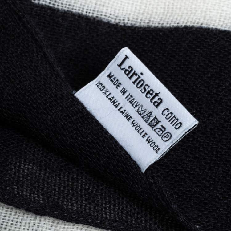 Pre Owned Moschino Black Logo Print Wool Scarf