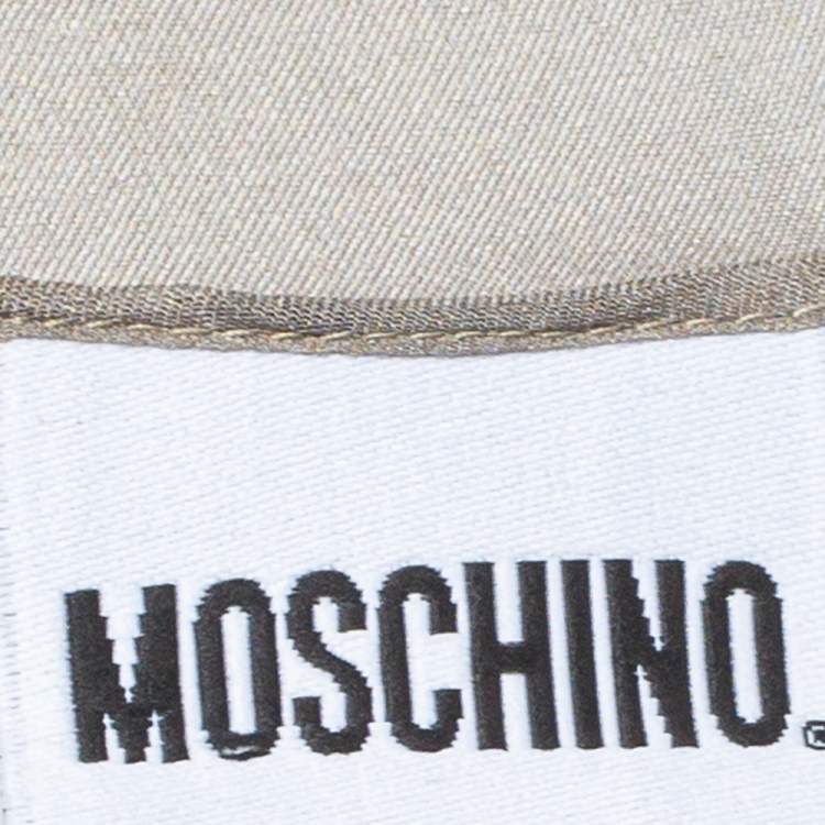 Pre Owned Moschino Grey Gold Button Print Silk Stole