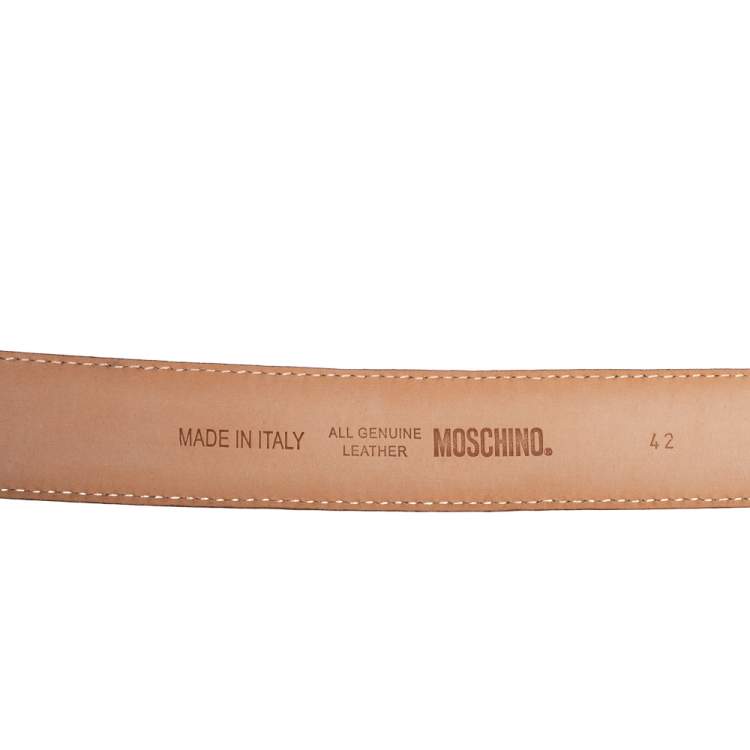 Pre Owned Moschino Yellow Leather Classic Logo Belt 95 CM