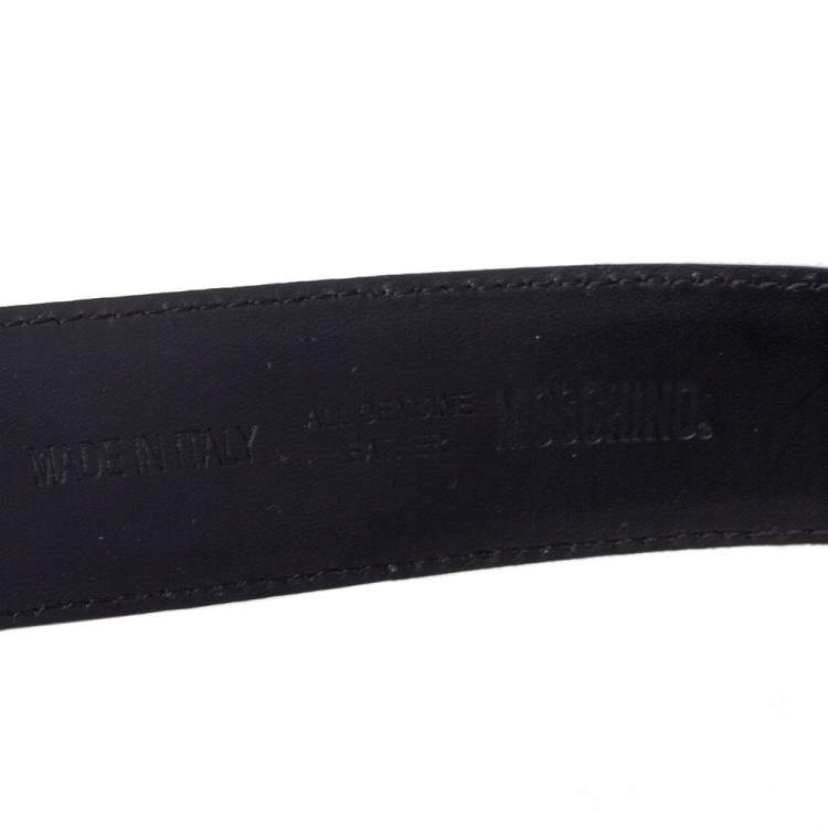 Pre Owned Moschino Black Leather Classic Logo Belt 95 CM