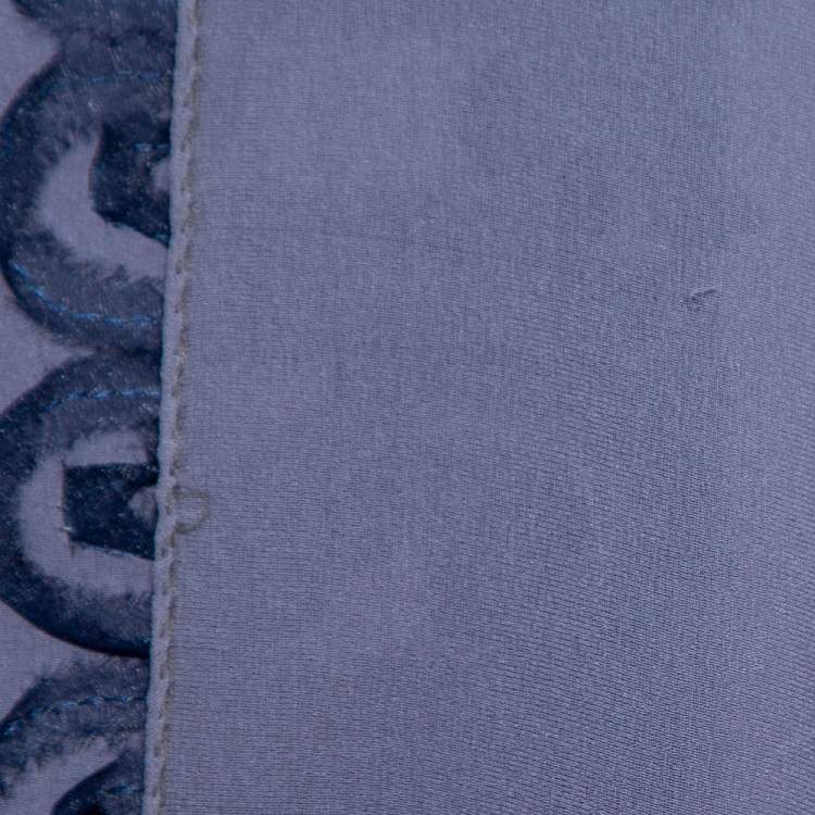 Pre Owned Moschino Blue Logo Applique Chiffon Scarf 