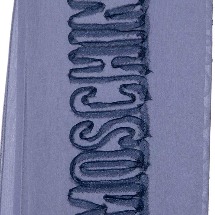Pre Owned Moschino Blue Logo Applique Chiffon Scarf 