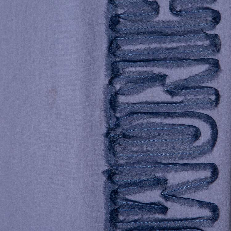 Pre Owned Moschino Blue Logo Applique Chiffon Scarf 