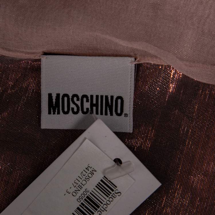 مملوكة مسبقًا Moschino Pink & Gold Lamé Silk Scarf