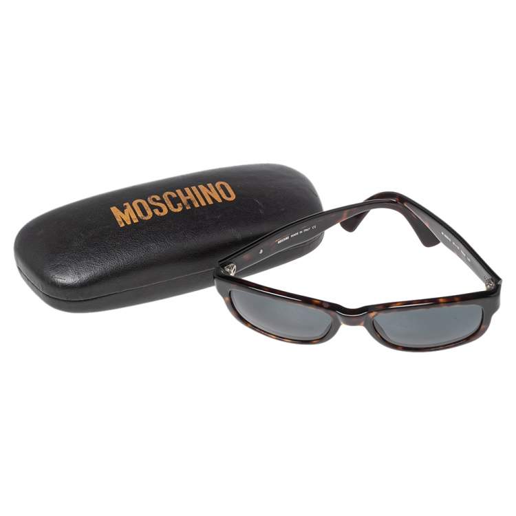 Pre Owned Moschino Brown Tortoise M3530-S Rectangle Sunglasses