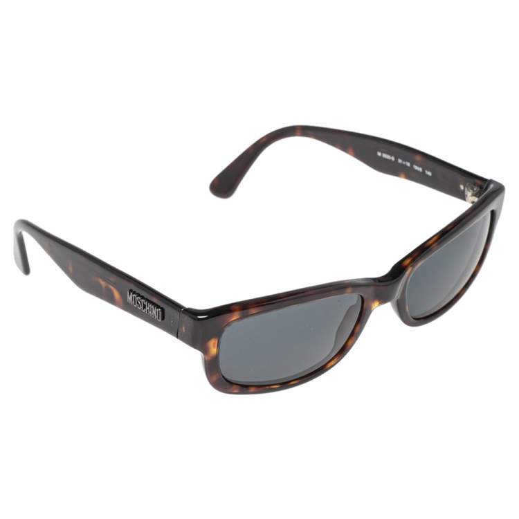 Pre Owned Moschino Brown Tortoise M3530-S Rectangle Sunglasses