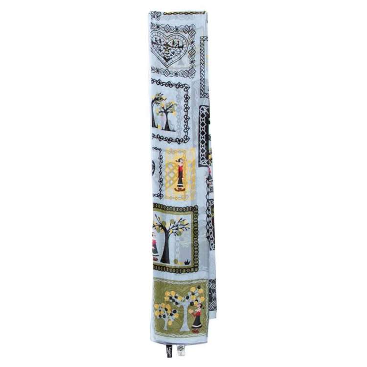 Pre Owned Moschino Pale Blue Olive Oyl Print Silk Scarf