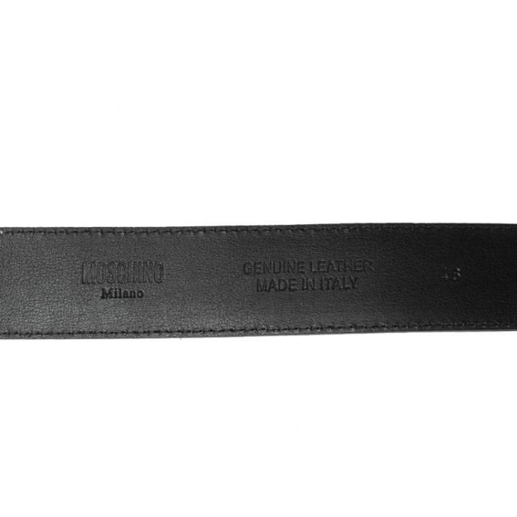 مملوكة مسبقًا Moschino Black Leather Classic Logo Belt 