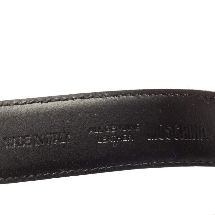 Pre Owned Moschino Black Leather Logo Belt 