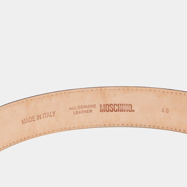 مملوكة مسبقًا Moschino Red Leather Classic Logo Belt 95CM