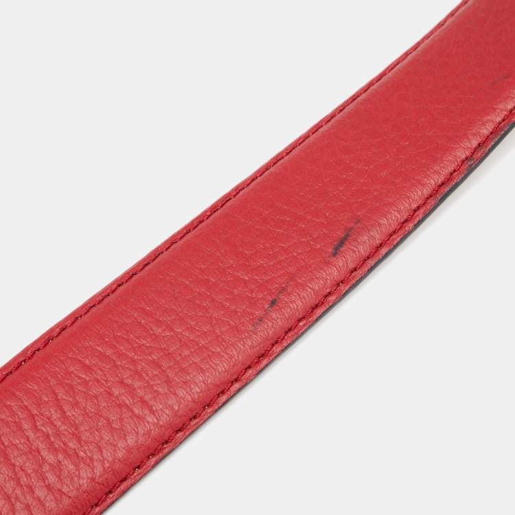مملوكة مسبقًا Moschino Red Leather Classic Logo Belt 95CM