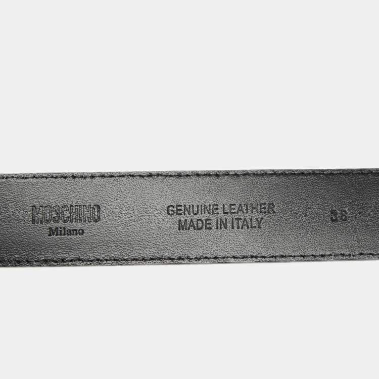 Pre Owned Moschino Black Leather Classic Logo Belt 75CM